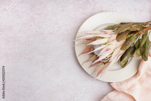 Plate with beautiful pink p...