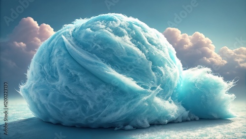 Abstract fluffy cloud with vibrant blue hues