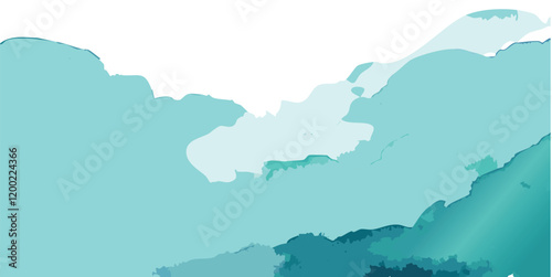 Liquid wave effect print. Watercolor turquoise abstract background vector illustration, with aquarelle, brush-drawn curves, lines, splash, wallpaper. brush strokes.