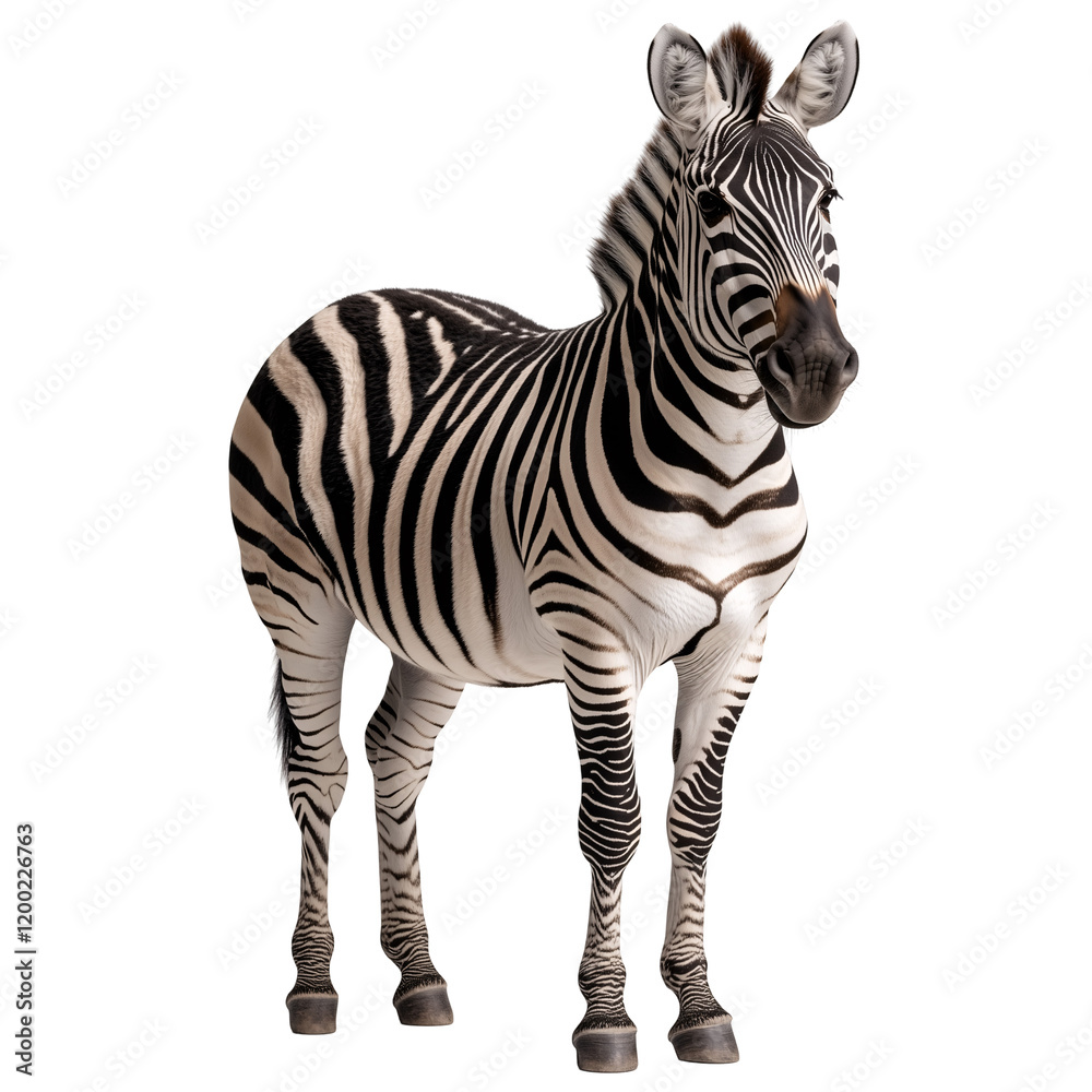 Fototapeta premium whole standing zebra isolated on a transparent background