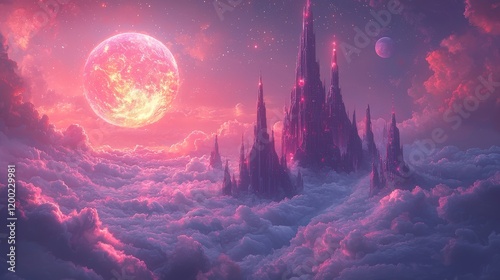 A vibrant cosmos infused with pop art and graffiti, showcasing surreal landscapes and fantastical creatures on a planet