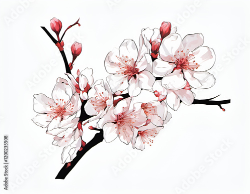 Blossoming Cherry Branch