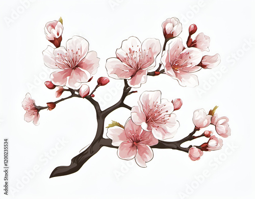 Blossoming Cherry Branch