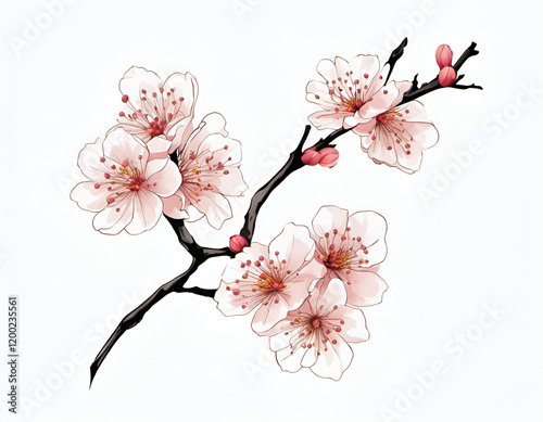 Blossoming Cherry Branch