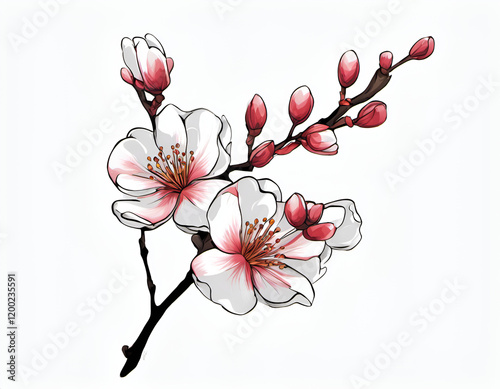 Blossoming Cherry Branch