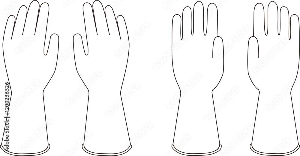 ゴム手袋　シンプル　アイコン　服テンプレート　両面