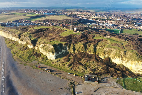 Aerial view of Newhaven coast and town