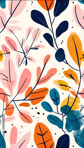 Natural inspired seamless pattern featuring stylish leaf motifs 