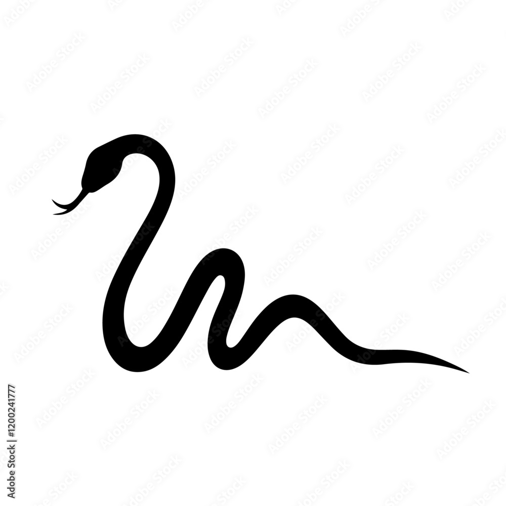 Minimalist Snake Silhouette in Sleek Black Design Minimalist Snake Silhouette in Sleek Black Design