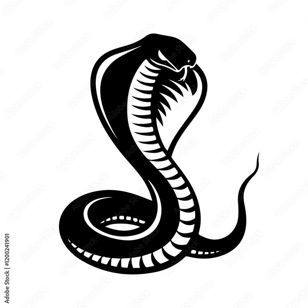 Fototapeta premium Striking Cobra Silhouette in Black with Hood Spread