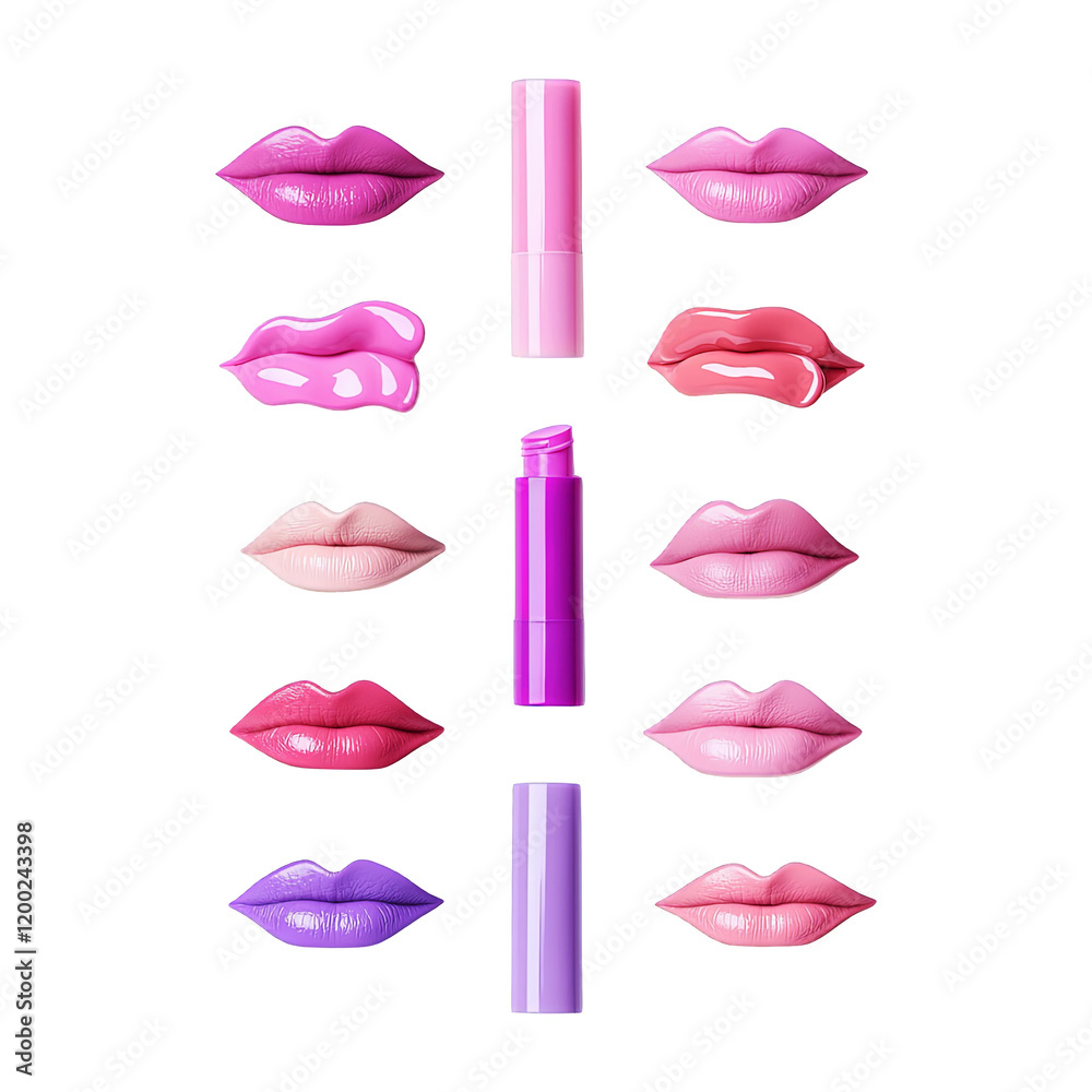 Obraz premium Clips Featuring Assorted Matte Lipstick Tubes And Vibrant Shades