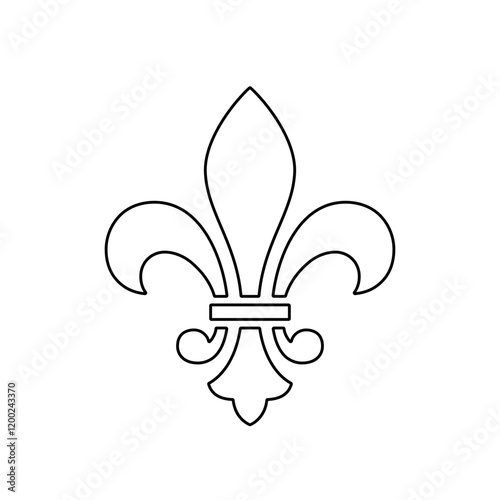 Fleur de lys black line icon. Stylized flower isolated on white background.