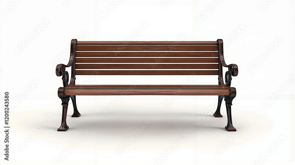 A wooden bench sitting on top of a white surface A wooden bench sitting on top of a white surface