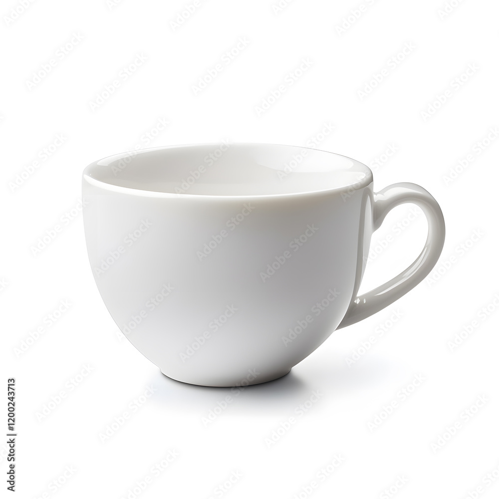 Empty white tea cup mock up isolated on white background Empty white tea cup mock up isolated on white background