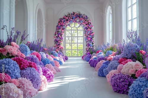 Elegant Floral Archway in a White Interior
