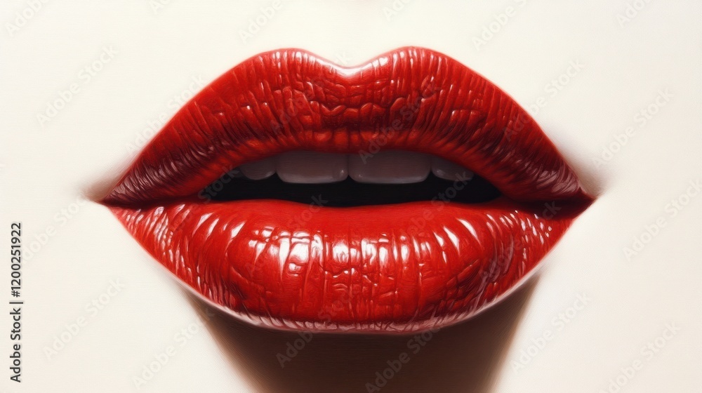 Obraz premium Red lips, close-up, studio, beauty, advertising (1)