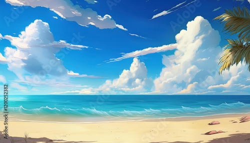 anime sky with clouds over sandy beach instance generative ai