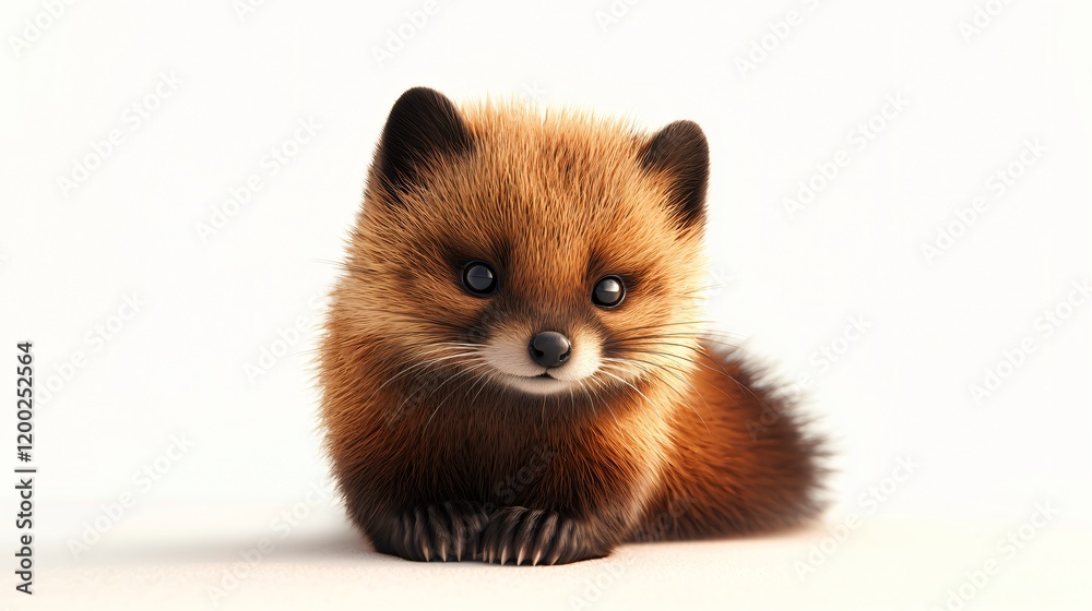 Obraz premium Adorable Fluffy Red Fox Kit Cute Wildlife Animal Portrait Studio Shot on White Background