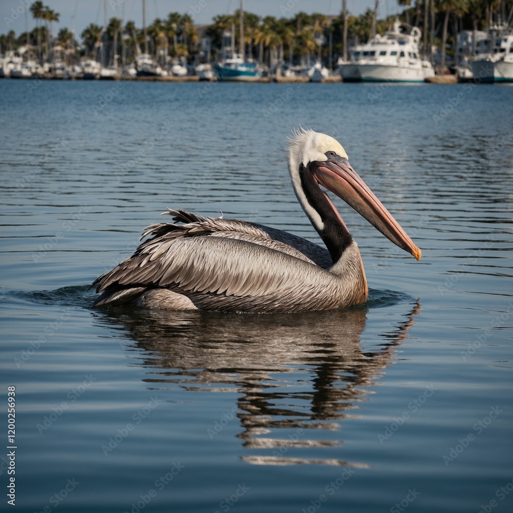 Brown Pelican at Fort Anahuac, Texas Pelican on the water. pelican floating in the bay. Dalmatian Pelican (Pelecanus crispus) fishing in blue water lake.
Brown Pelican at Fort Anahuac, Texas Pelican on the water. pelican floating in the bay. Dalmatian Pelican (Pelecanus crispus) fishing in blue water lake.