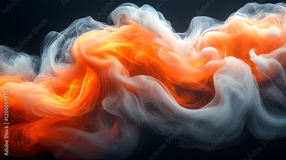 Fototapeta premium Smoke fire abstract orange black swirls high resolution hd image