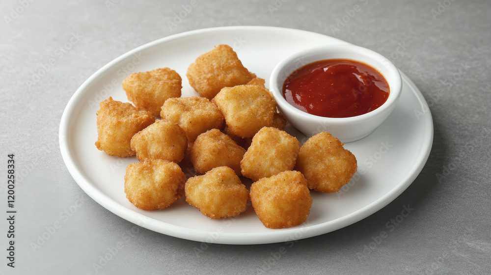 Fiery Bites: Nuggets with Hot Chili Sauce on a Textured Canvas
Fiery Bites: Nuggets with Hot Chili Sauce on a Textured Canvas