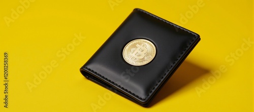 Obraz na płótnie Stylish wallet with coin insert depicting savings financial security on a vibrant yellow backdrop w salonie