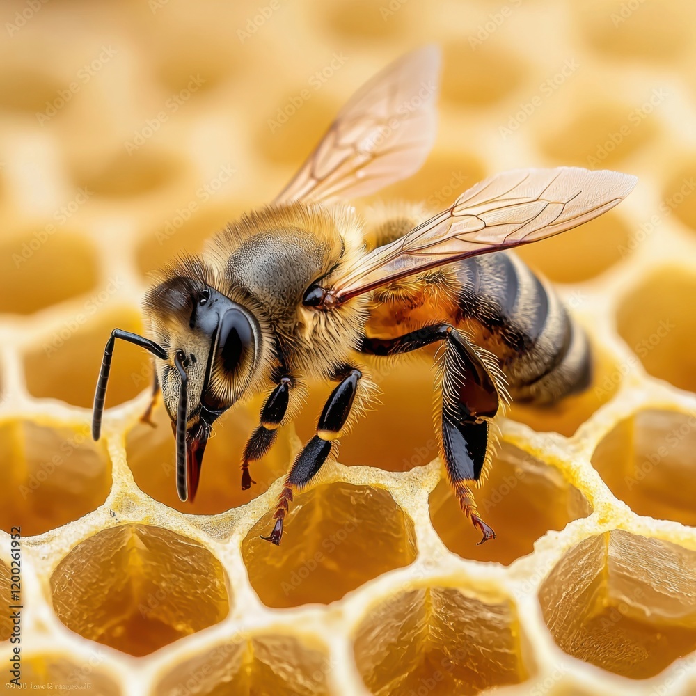 bee working on a honeycomb, with intricate hexagonal patterns bee working on a honeycomb, with intricate hexagonal patterns