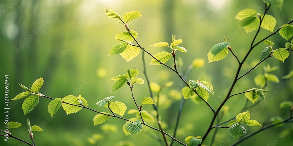 Obraz premium Green Flowering Branch Background