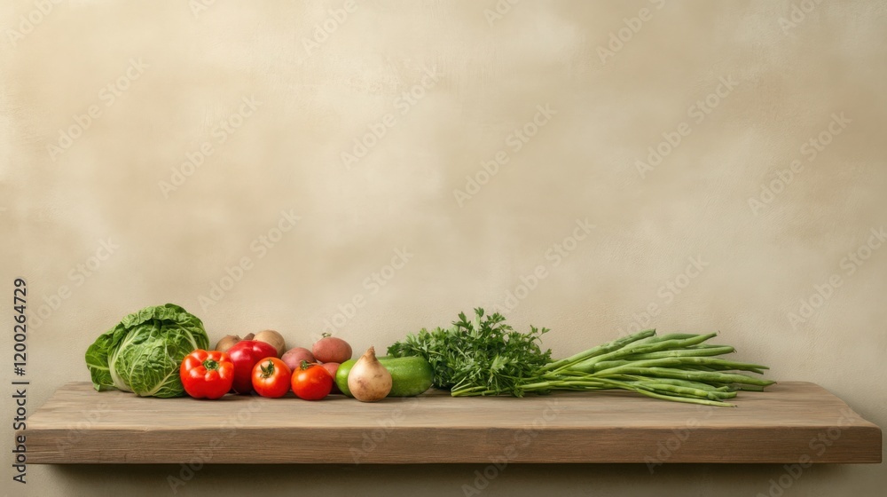 a rustic wooden table filled with fresh organic vegetables, fruits a rustic wooden table filled with fresh organic vegetables, fruits
