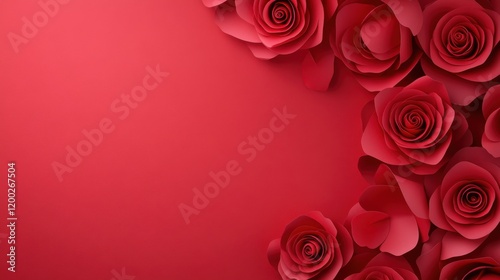 Beautiful Red Roses on a Soft Red Background for Romantic Themes and Floral Arrangements