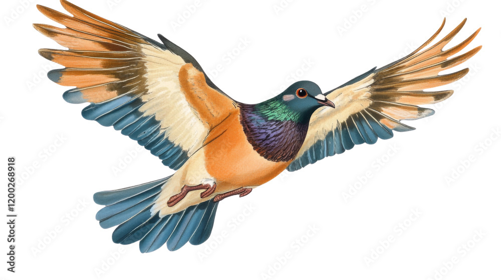 Obraz premium Pigeon in flight, isolated on transparent background