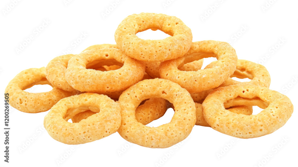Pile of crunchy cheerios cereal rings, isolated on transparent background Pile of crunchy cheerios cereal rings, isolated on transparent background