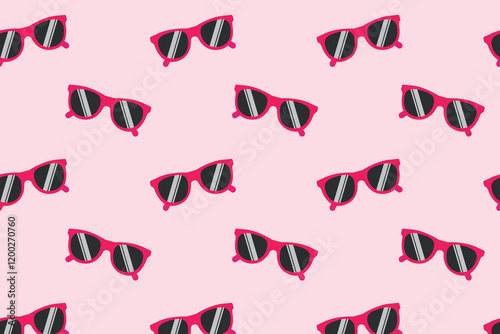 Seamless pattern of red sunglasses.