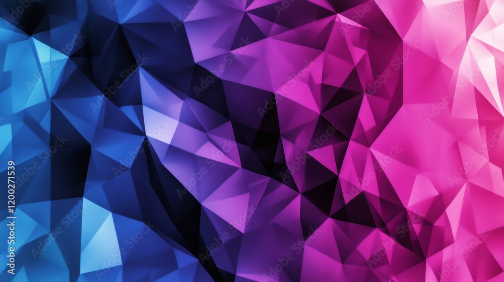 Triangular low poly geometric pattern blending vivid blue and fuchsia, presenting contemporary digital graphic design aesthetic Triangular low poly geometric pattern blending vivid blue and fuchsia, presenting contemporary digital graphic design aesthetic