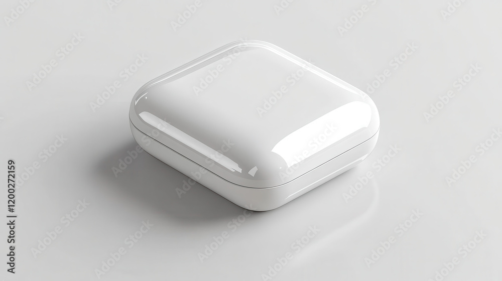 A contemporary wireless earbud case, glossy finish, rounded edges A contemporary wireless earbud case, glossy finish, rounded edges