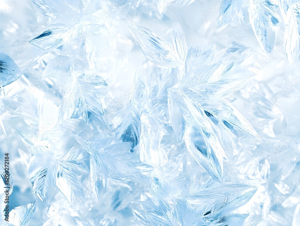 Obraz premium Frosty ice crystal texture in shimmering white and blue