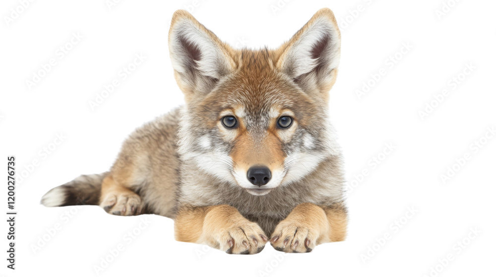 Fototapeta premium Pup coyote, isolated on transparent background