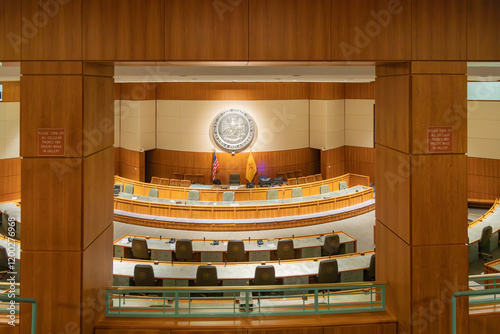The State Seal on the Wall of the House Chambers Inside the State Capitol of Santa Fe, New Mexico, United States
