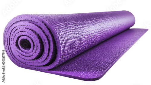 Purple yoga mat, isolated on transparent background