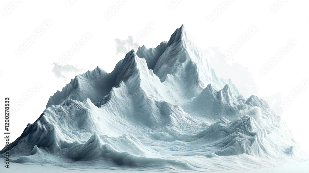 Obraz premium 3D snowy mountain with tactile clay texture
