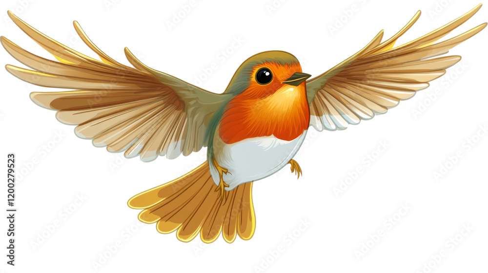 Naklejka premium Robin in flight, isolated on transparent background