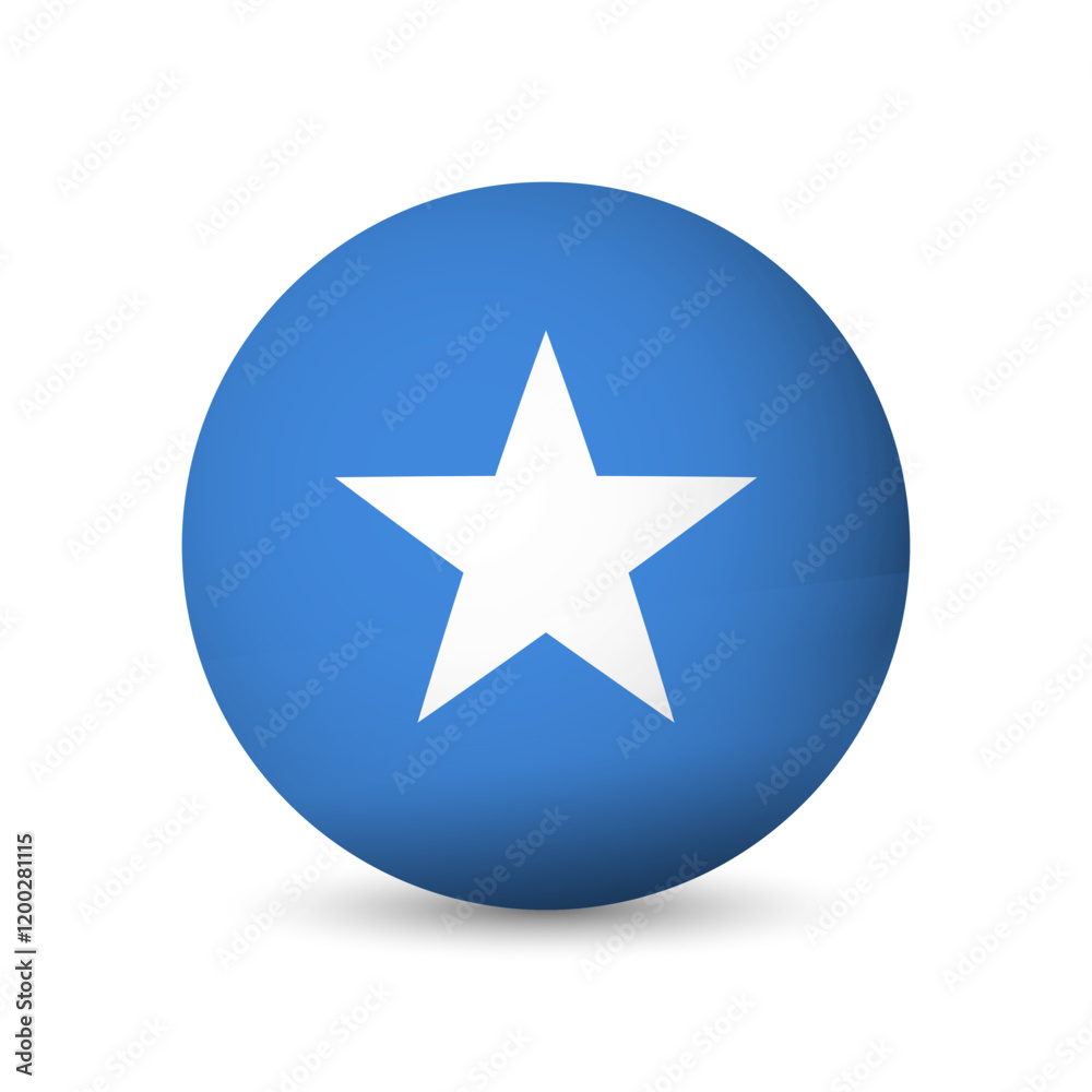 Somalia flag - 3D sphere in colours of flag representing a country cultural identity and heritage. The essence of national pride and unity. Vector object on white background. Somalia flag - 3D sphere in colours of flag representing a country cultural identity and heritage. The essence of national pride and unity. Vector object on white background.