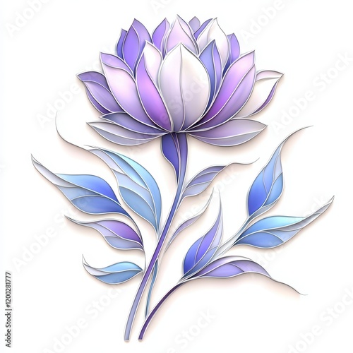 Elegant Purple Lotus Flower with Graceful Leaves in Soft Colors