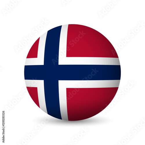 Norway flag - 3D sphere in colours of flag representing a country cultural identity and heritage. The essence of national pride and unity. Vector object on white background.