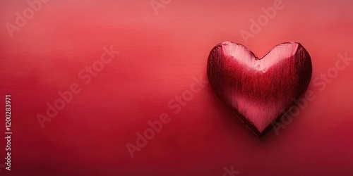 A vibrant red heart captivates the eye against a matching red backdrop, symbolizing love and passion on Valentine's Day.