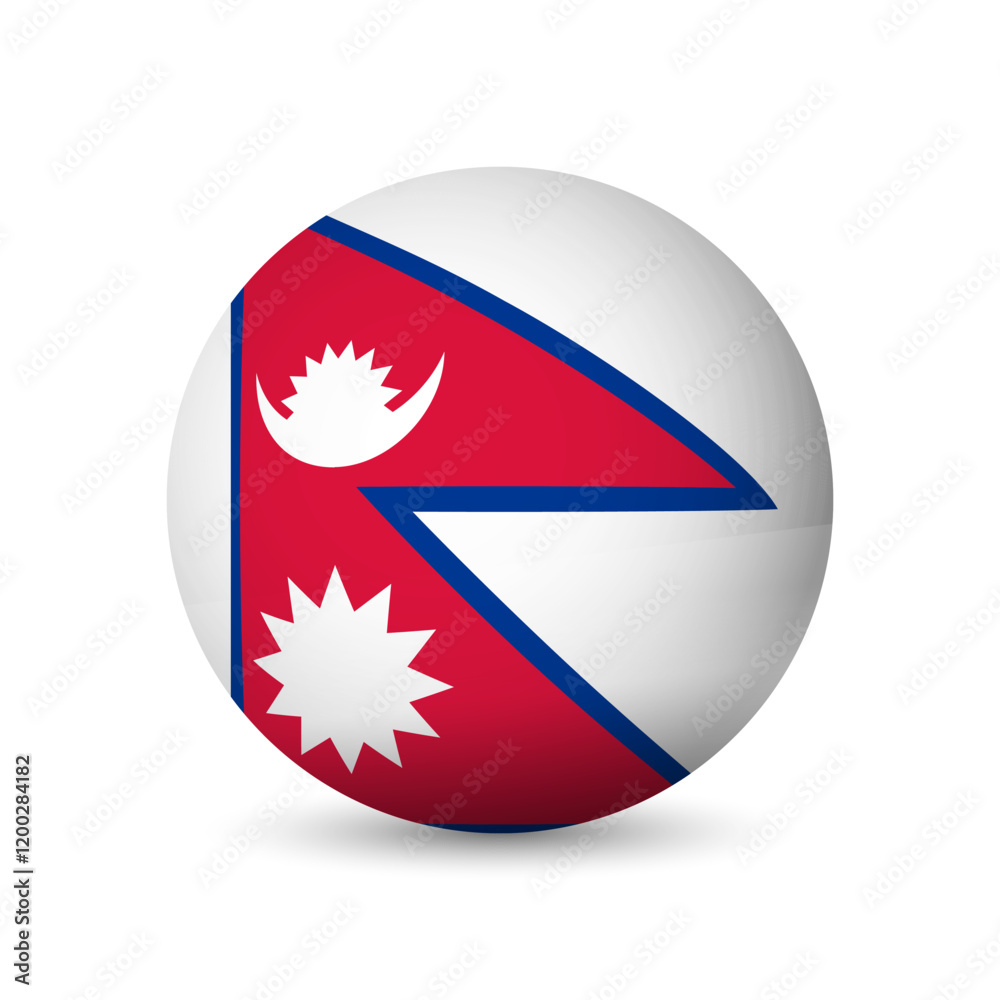 Obraz premium Nepal flag - 3D sphere in colours of flag representing a country cultural identity and heritage. The essence of national pride and unity. Vector object on white background.