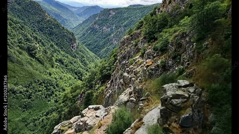 Majestic Mountain Valley: A Breathtaking Panorama of Lush Greenery and Rugged Cliffs Majestic Mountain Valley: A Breathtaking Panorama of Lush Greenery and Rugged Cliffs