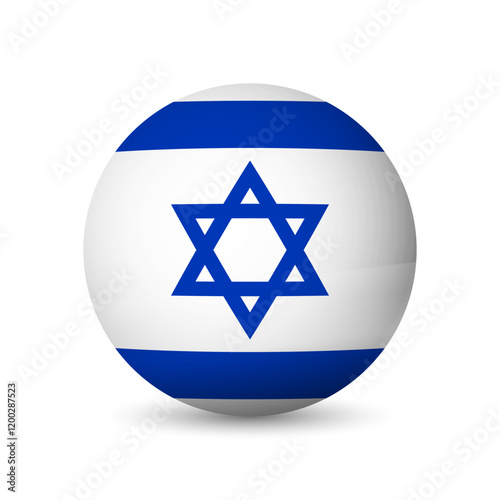 Israel flag - 3D sphere in colours of flag representing a country cultural identity and heritage. The essence of national pride and unity. Vector object on white background.