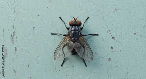 Fly on the wall, insect, bug with wings, common house fly