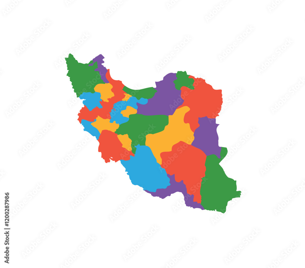 Fototapeta Multicolor Iran map political regions simple flat vector